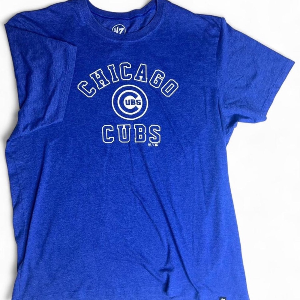Chicago Cubs ‘47 Brand Men’s T Shirt XL Top Tee MLB Baseball Playoffs Blue White